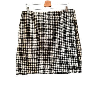 Eddie Bauer wool blend plaid faux wrap lined skirt 14 careerwear fall classic